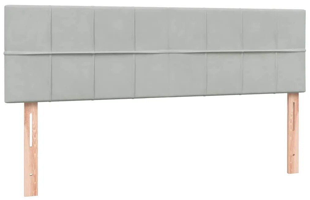 Κρεβάτι Boxspring με Στρώμα Ανοιχτό Γκρι 140x220 εκ. Βελούδινο - Γκρι