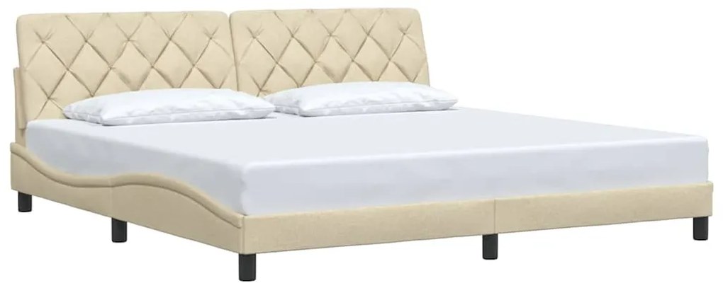 vidaXL Σκελετός Κρεβατιού Χωρίς Στρώμα Κρεμ 200x200 εκ. Υφασμάτινο