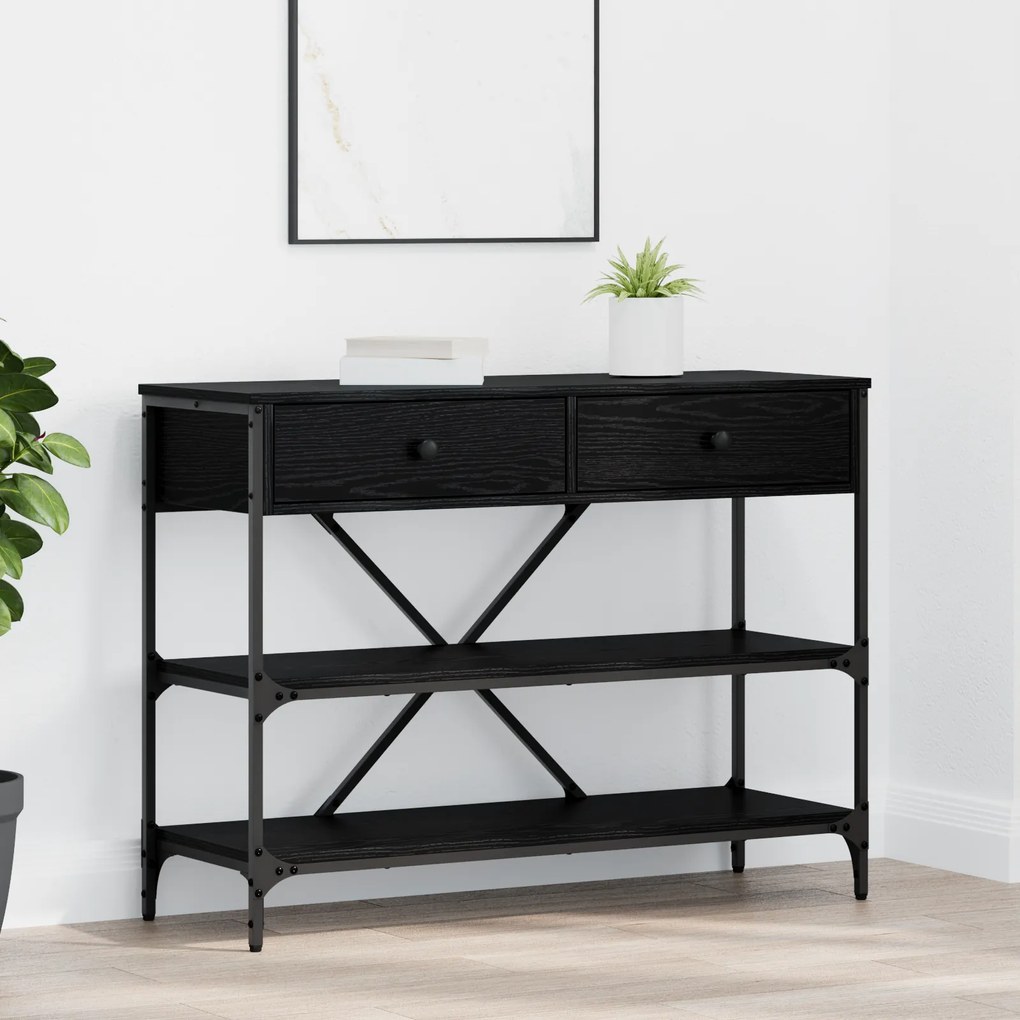 vidaXL Τραπέζι Κονσόλας Μαύρου Δρυού 100x34.5x75 εκ Επεξεργασμένο Ξύλο