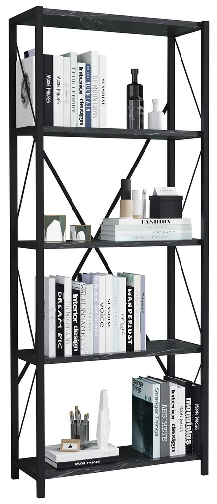 Βιβλιοθήκη ArteLibre KENYA Μαύρο Μοριοσανίδα/Μέταλλο 60x26x150cm