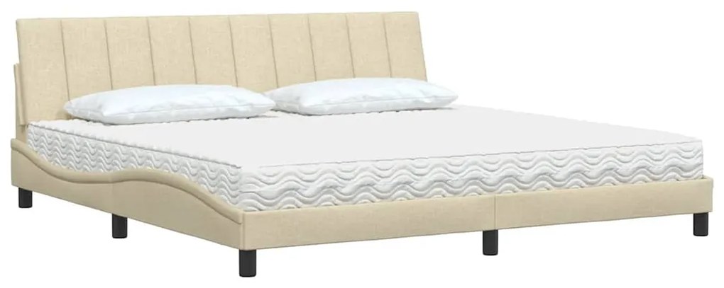 vidaXL Κρεβάτι με Στρώμα Hanko Κρεμ 200x200 εκ. Υφασμάτινο