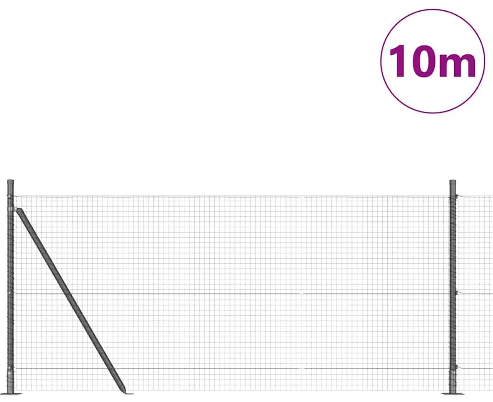 vidaXL Στύλος Περιφράξεων Γκρι 10 x 1 μ (25 x 25 mm πλέγμα) Ατσάλι