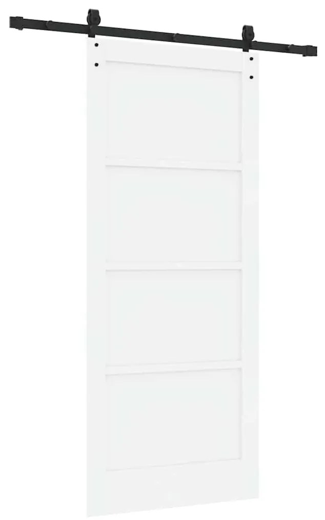 vidaXL Συρόμενη Πόρτα Λευκό 86 x 198.5 cm Μασίφ ξύλο πεύκου