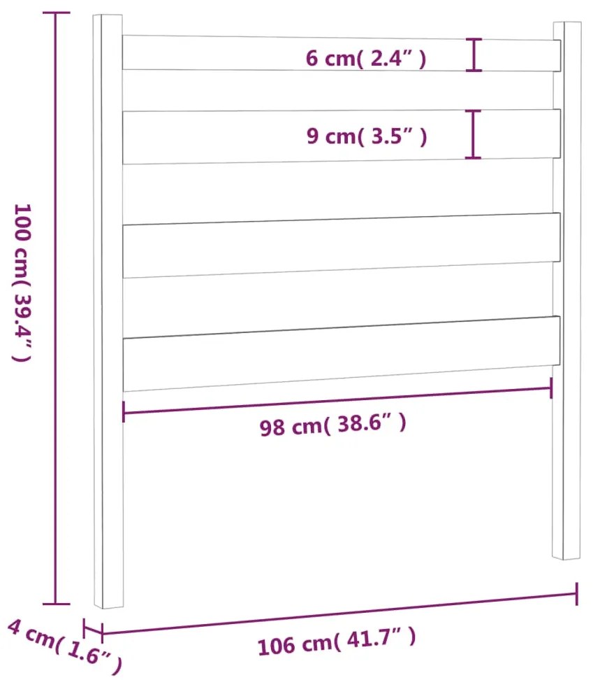 vidaXL Κεφαλάρι Κρεβατιού Καφέ Μελί 106x4x100 εκ. Μασίφ Ξύλο Πεύκου