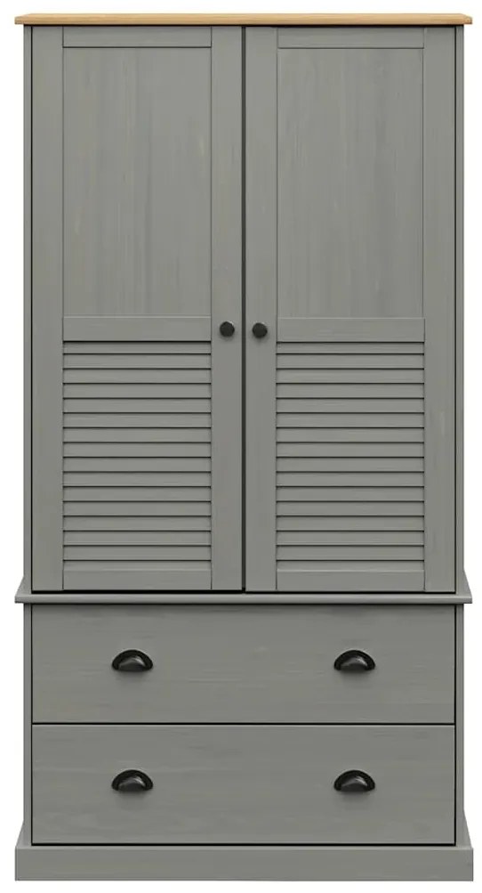 vidaXL Ντουλάπα VIGO Γκρι 90 x 55 x 170 εκ. από Μασίφ Ξύλο Πεύκου