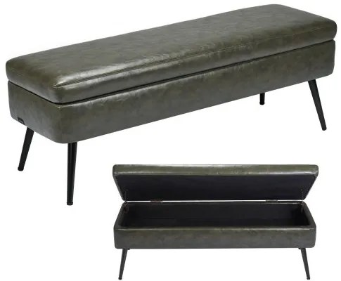VEVOR PU Leather Storage Ottoman Bench Shoe Seat with Storage &amp; Metal Legs Green