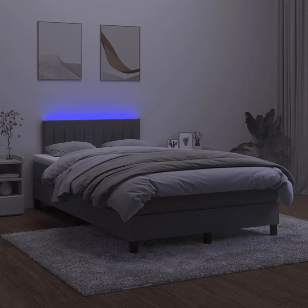 ΚΡΕΒΑΤΙ BOXSPRING ΜΕ ΣΤΡΩΜΑ &amp; LED ΣΚ.ΓΚΡΙ 120X190ΕΚ. ΒΕΛΟΥΔΙΝΟ 3270166