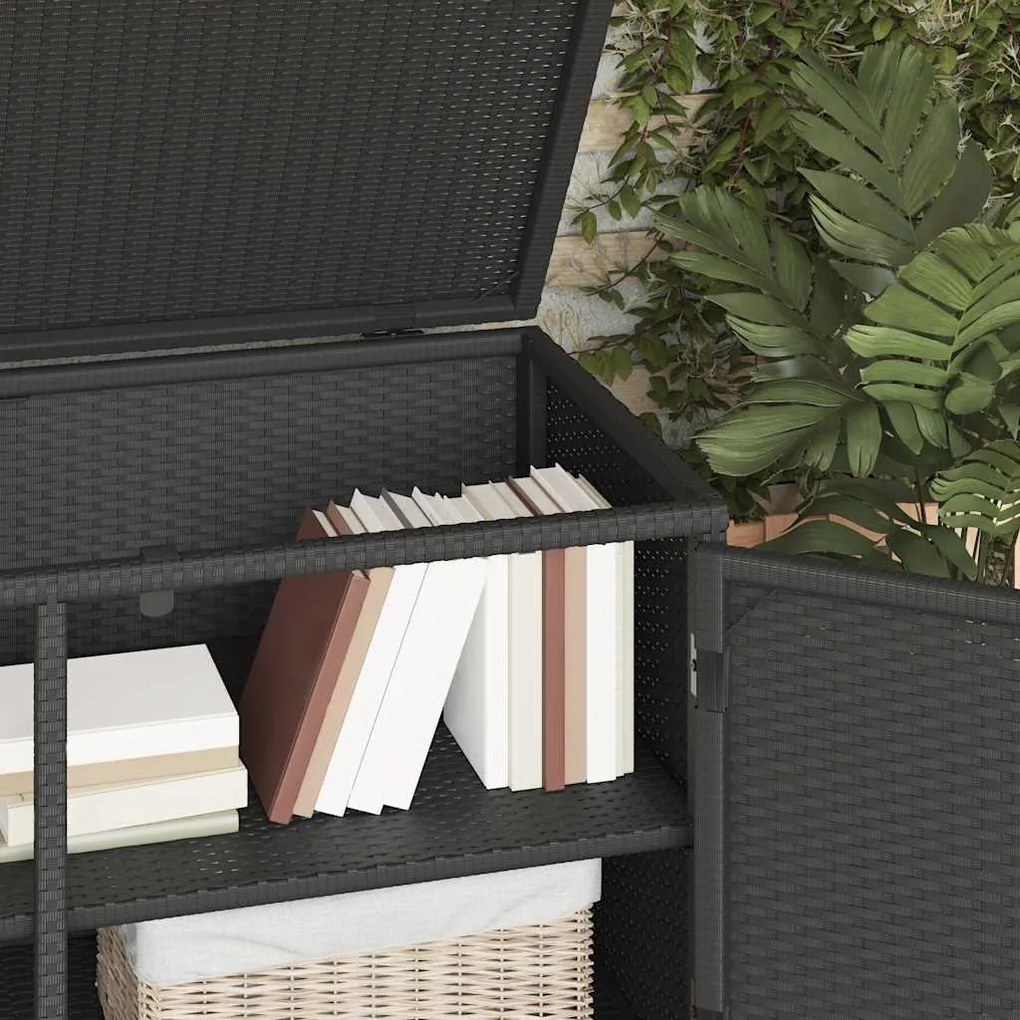 vidaXL Ντουλάπι Αποθήκευσης Κήπου Μαύρο 110x55,5x60,5 εκ. Συνθ. Ρατάν