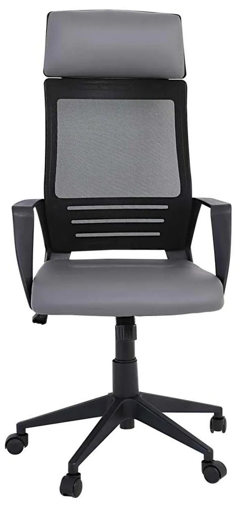 BF2500 Πολυθρόνα Γραφείου Διευθυντή Mesh Μαύρο - Pu Γκρι 58x62x116/126cm