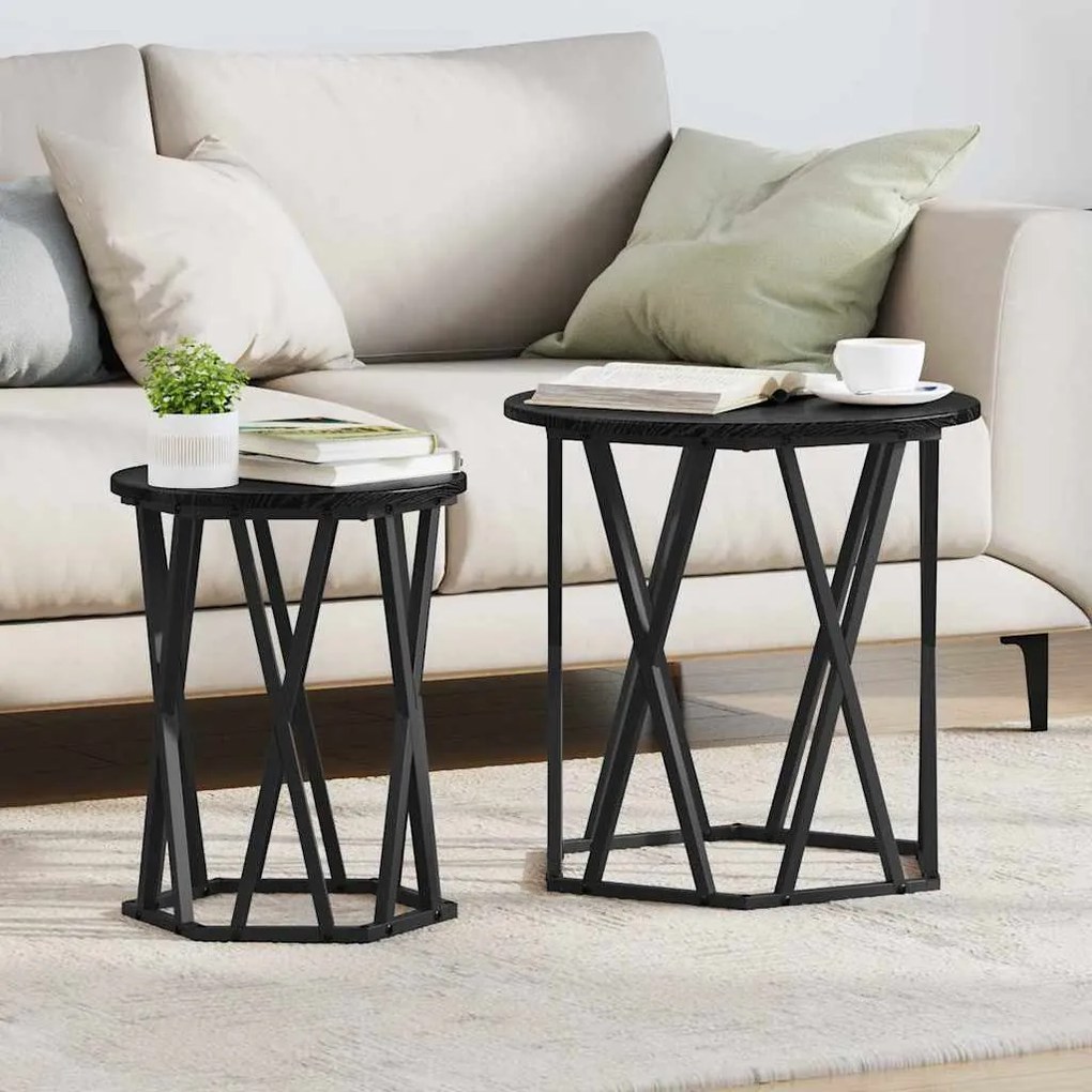 vidaXL Τραπεζάκι σαλονιού 2 pcs Μαύρη δρυς 50 x 50 x 50 cm