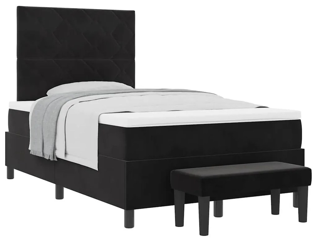 vidaXL Κρεβάτι με ελατήρια με στρώμα Μαύρο 120 x 200 cm Βελούδο