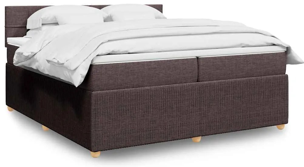 vidaXL Κρεβάτι Boxspring με Στρώμα Σκούρο Καφέ 200x200 εκ. Υφασμάτινο