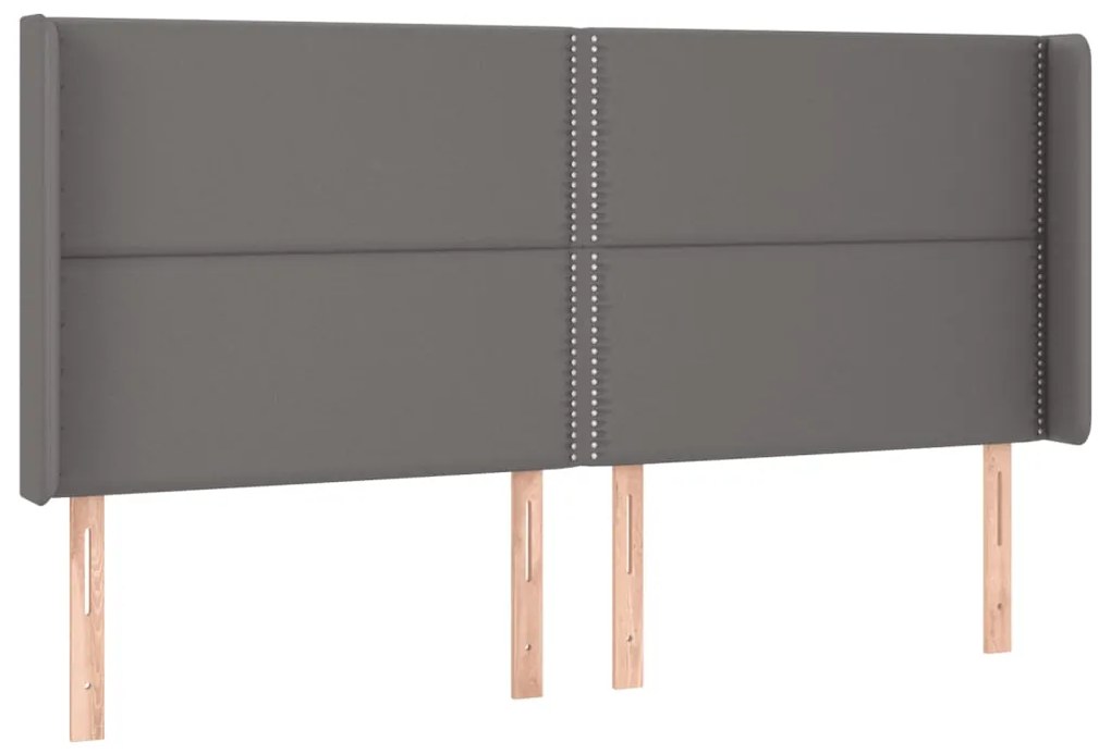 Κεφαλάρι με Πτερύγια Γκρι 163x16x118/128 εκ. Συνθετικό Δέρμα 3119540