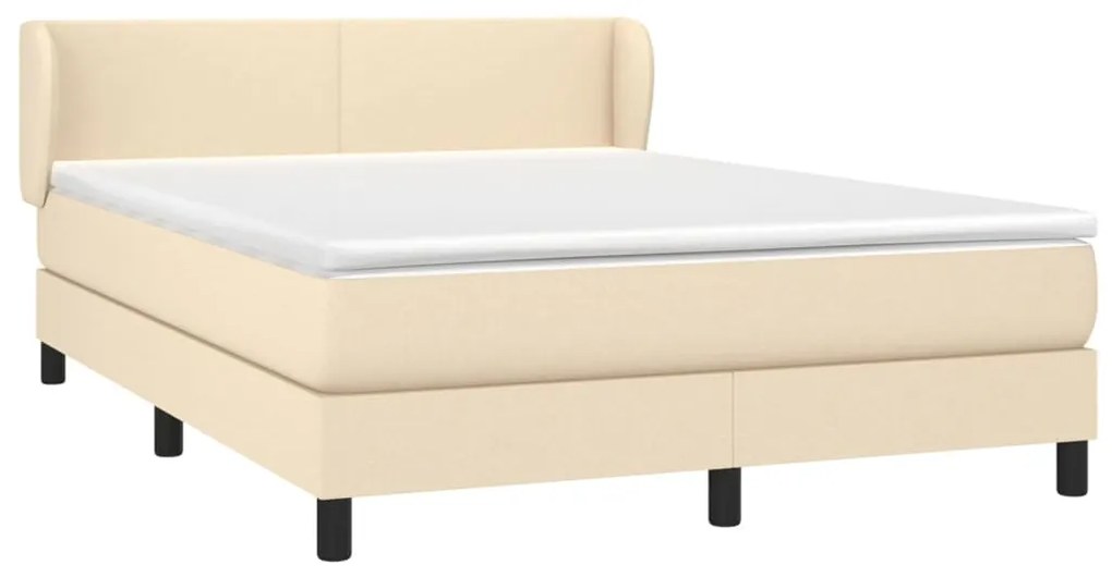 vidaXL Κρεβάτι Boxspring με Στρώμα Κρεμ 140x190 εκ. Υφασμάτινο