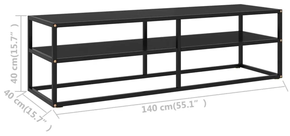 Έπιπλο Τηλεόρασης με Μαύρο Γυαλί 140 x 40 x 40 εκ. - Μαύρο