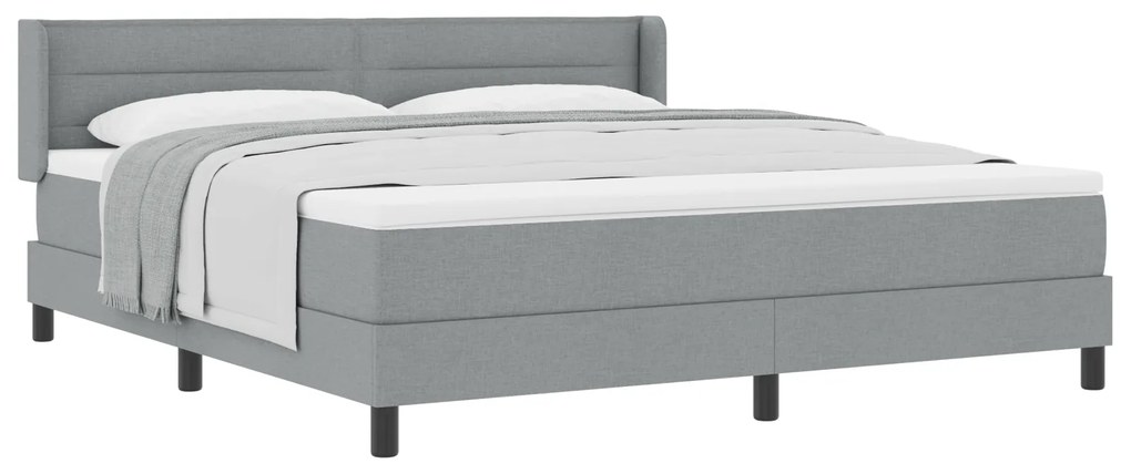 vidaXL Κρεβάτι Box Spring με Στρώμα, Ανοιχτό Γκρι, 180 x 200 εκ, Ύφασμα
