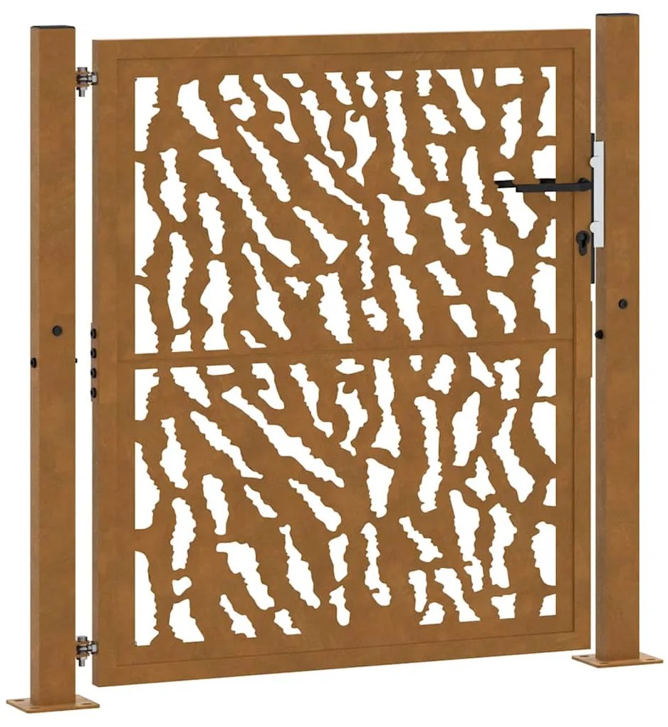 vidaXL Πύλη κήπου 105x105 cm από διαβρωμένο χάλυβα με σχέδιο ίχνος