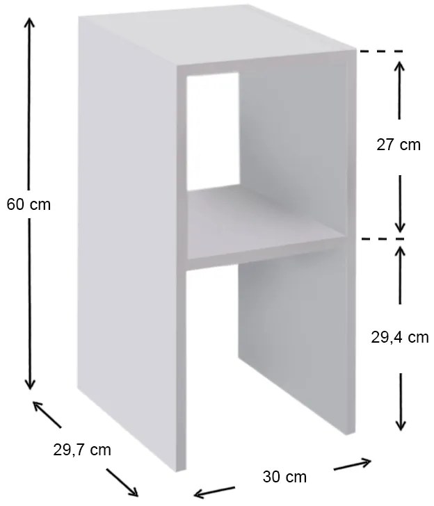 Κομοδίνο - Τραπεζάκι βοηθητικό Tagore Megapap χρώμα λευκό 30x30x60εκ.