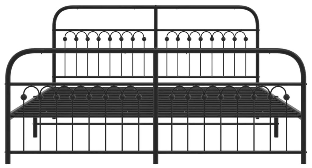 Πλαίσιο Κρεβατιού με Κεφαλάρι&amp;Ποδαρικό Μαύρο 183x213εκ. Μέταλλο - Μαύρο