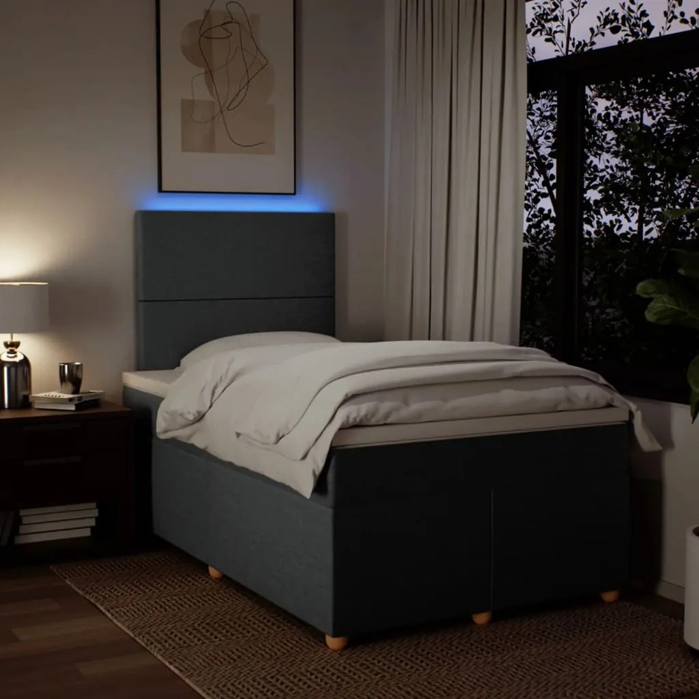 Κρεβάτι Boxspring με Στρώμα Σκούρο Γκρι 120x190 εκ Υφασμάτινο 3293513