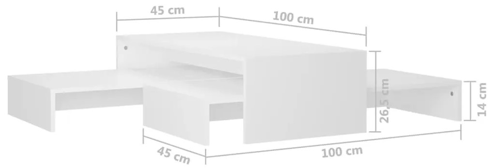 Τραπεζάκι Σαλονιού Ζιγκόν Λευκό 100x100x26,5 εκ. Επεξ. Ξύλο - Λευκό