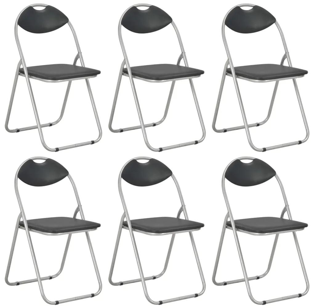 Καρέκλες Τραπεζαρίας Πτυσσόμενες 6 τεμ. Μαύρες Συνθετικό Δέρμα
