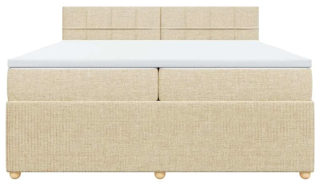 vidaXL Κρεβάτι Boxspring με Στρώμα Κρεμ 200x200 εκ. Υφασμάτινο