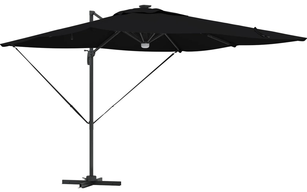 vidaXL Κινητή Ροτόντα Ρόμα με LED Μαύρη 286 x 285 x 270 cm από Αλουμίνιο