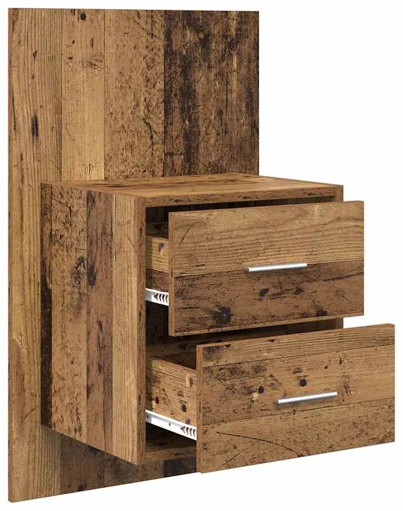 vidaXL Τοίχου κομοδίνο με συρτάρι 2 pcs Παλιό Ξύλο 48,5 x 32,5 x 80 εκ