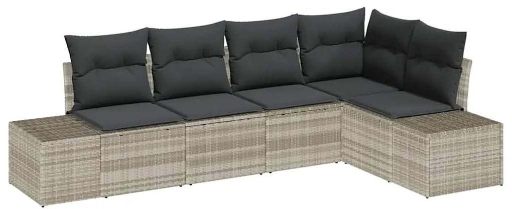 vidaXL Σετ Καναπέ Κήπου 5 pcs Ανοιχτό γκρι Πολυ ράταν