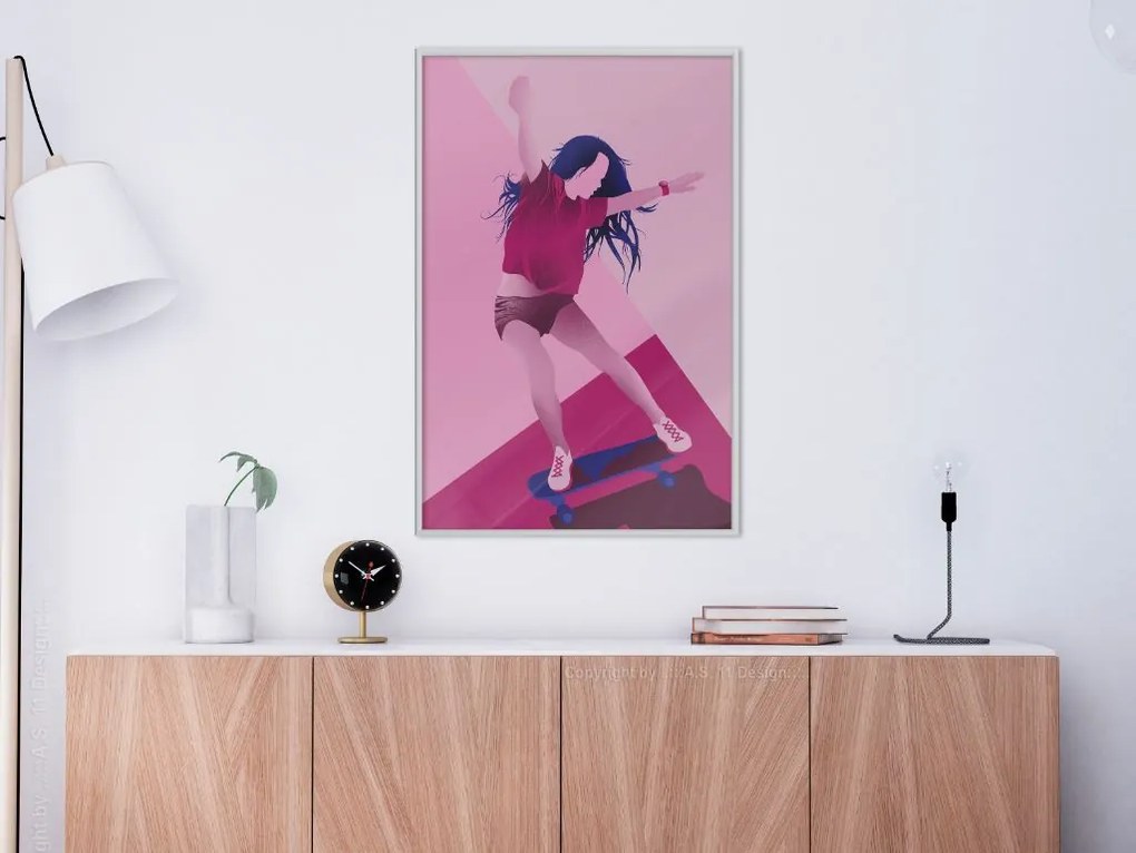 Αφίσα - Girl on a Skateboard - 20x30 - Χρυσό - Χωρίς πασπαρτού