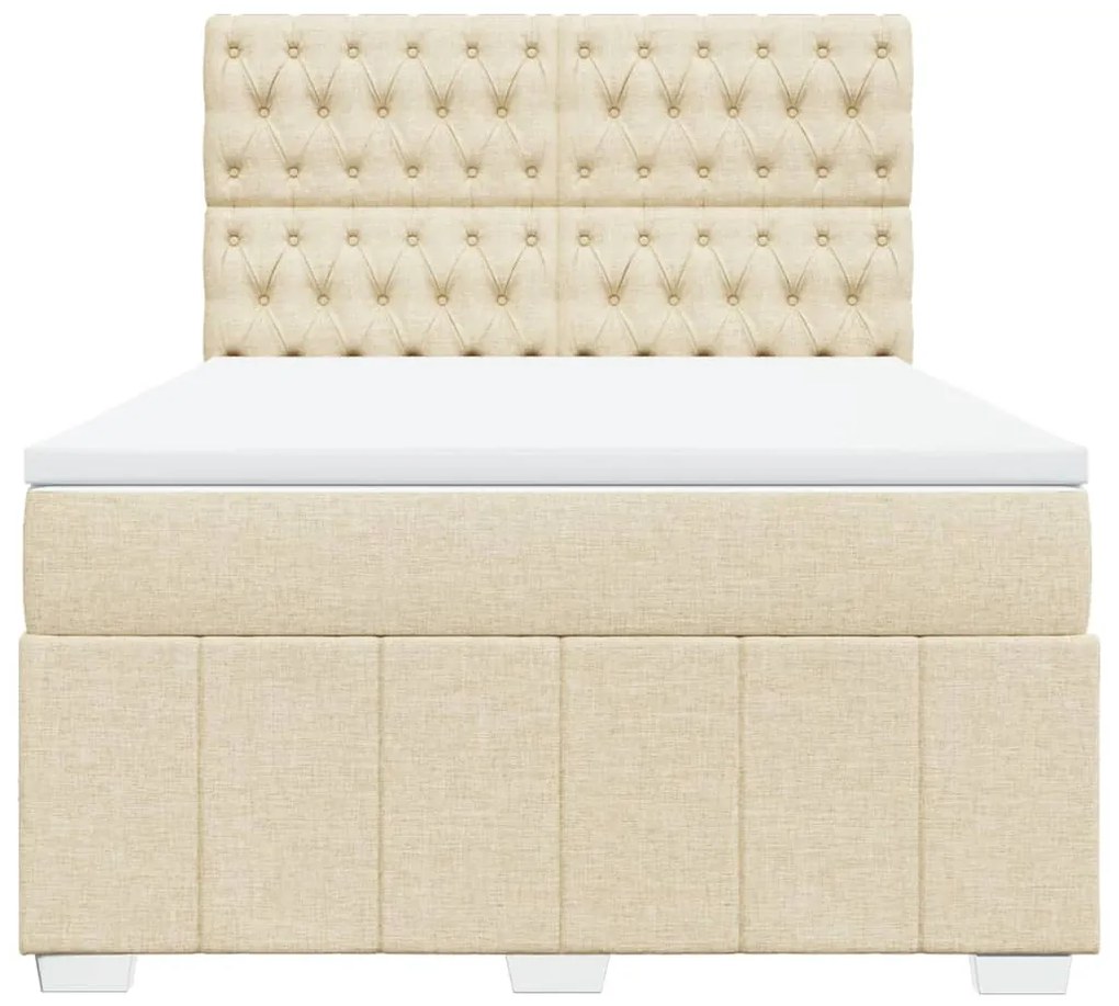 vidaXL Κρεβάτι Boxspring με Στρώμα Κρεμ 140x190 εκ. Υφασμάτινο