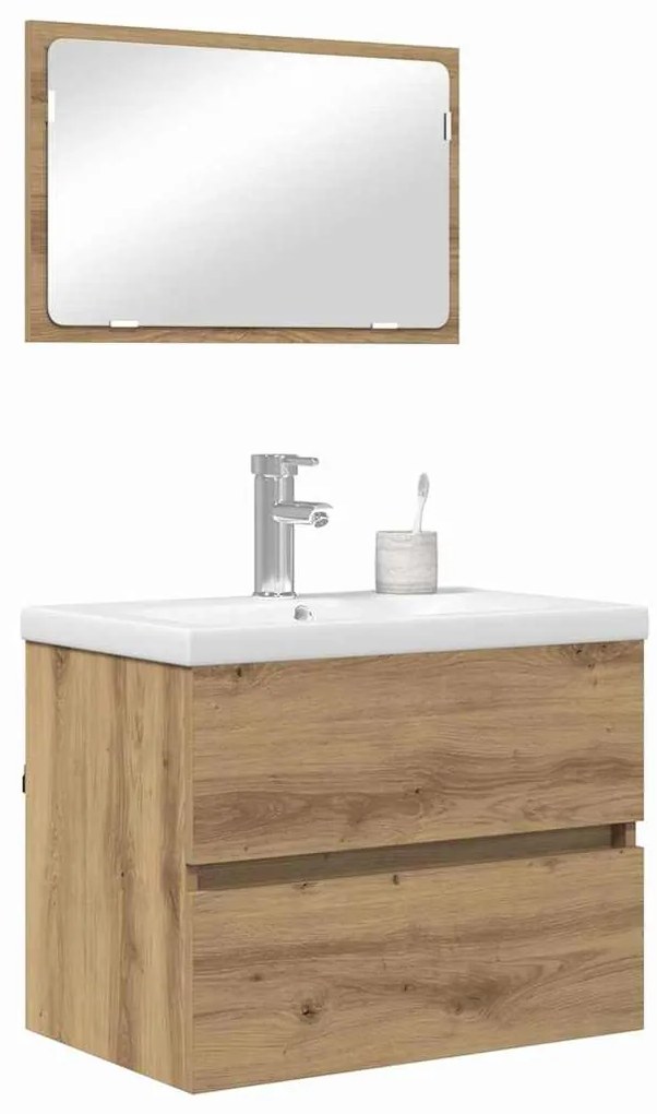vidaXL Σετ Επίπλων Μπάνιου 3 pcs Μαύρη δρυς 60 x 38.5 x 45 cm