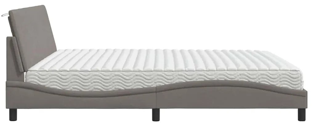 vidaXL Κρεβάτι με Στρώμα Taupe 200x200 εκ. Υφασμάτινο