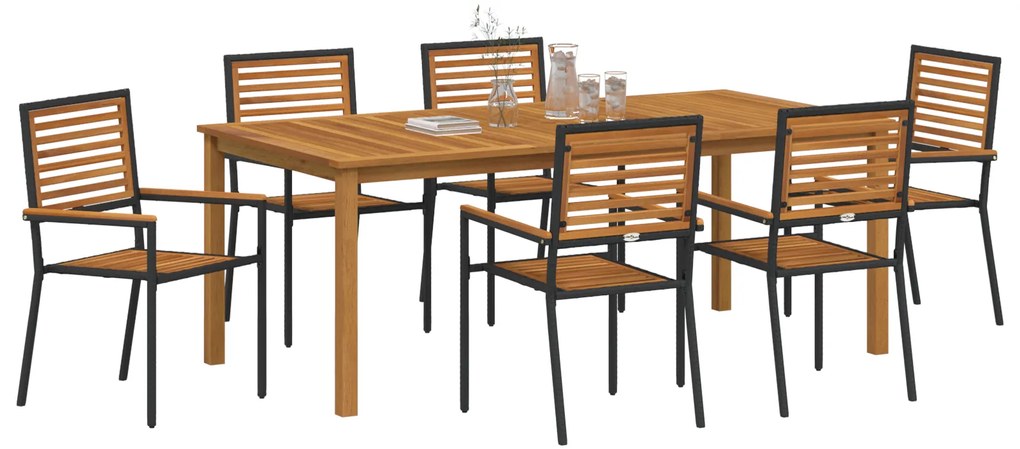 vidaXL Σετ Τραπεζαρίας Κήπου 7 pcs Μαύρο 200 x 100 x 74 cm