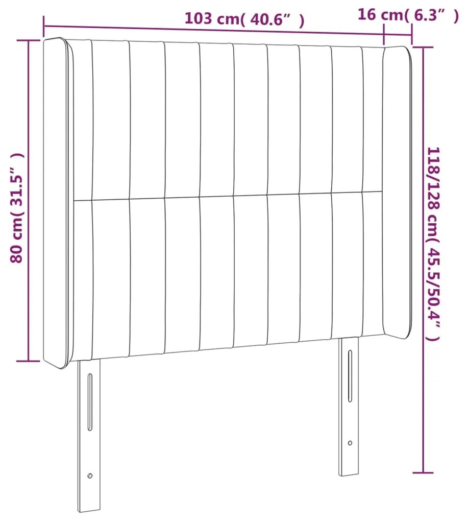 vidaXL Κεφαλάρι Κρεβατιού LED Taupe 103x16x118/128 εκ. Υφασμάτινο