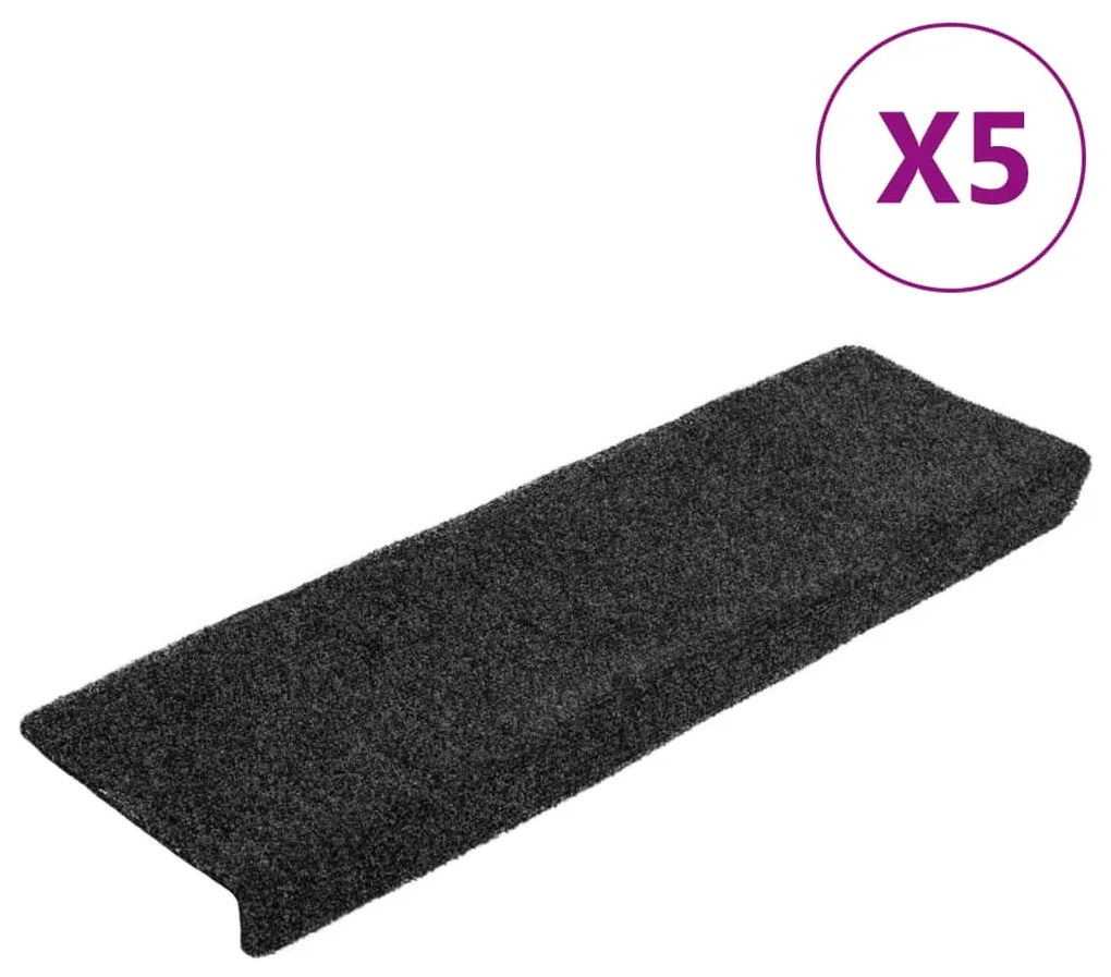 vidaXL Αυτοκόλλητα Πατάκια Σκαλιών 5 τεμ. Γκρι Ορθογώνια Άκρη 65x21x4 εκ.