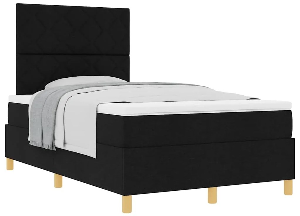 vidaXL Κρεβάτι με ελατήρια με στρώμα Μαύρο 120 x 190 cm ύφασμα