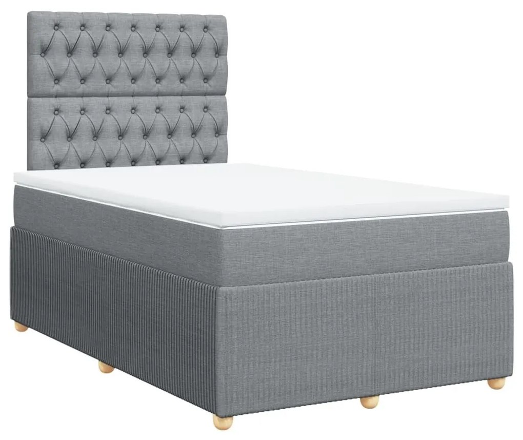 Κρεβάτι Boxspring με Στρώμα Ανοιχτό Γκρι 120x190 εκ. Υφασμάτινο - Γκρι