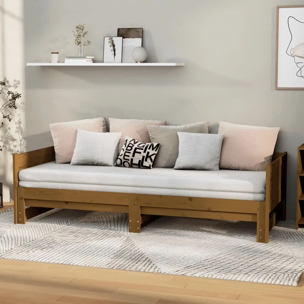 vidaXL Καναπές Κρεβάτι Συρόμενος Μελί 2x(90x190) εκ. από Μασίφ Πεύκο