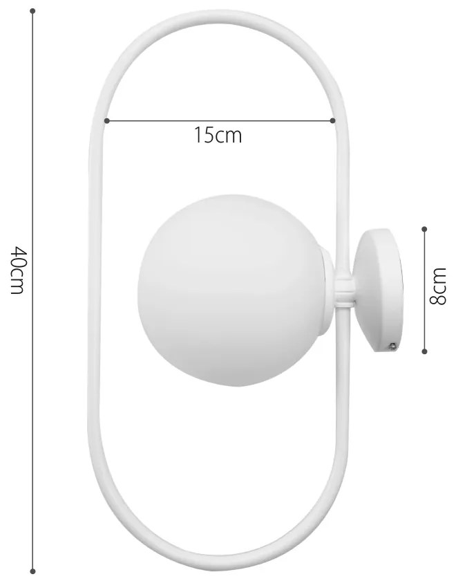 Επιτοίχιο φωτιστικό σε λευκή απόχρωση και λευκή οπαλίνα 1XG9 D:40cm (43038-WH) - 43038-WH - 43038-WH
