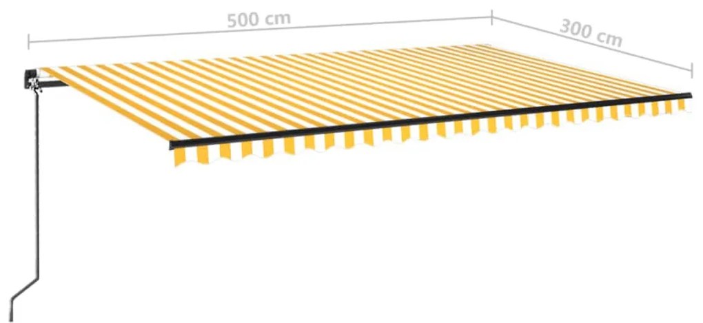 Τέντα Συρόμενη Χειροκίνητη Kίτρινο / Λευκό 500 x 300 εκ. - Κίτρινο