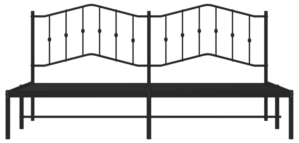 vidaXL Πλαίσιο Κρεβατιού με Κεφαλάρι Μαύρο 200 x 200 εκ. Μεταλλικό