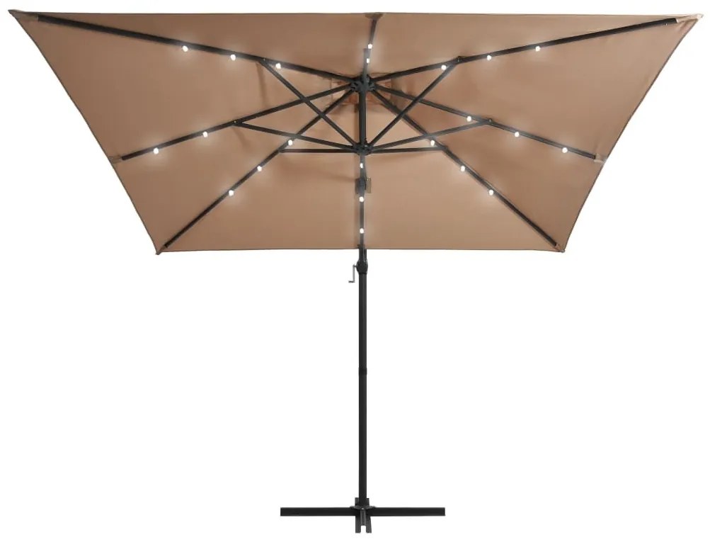 Ομπρέλα Κρεμαστή Χρώμα Taupe 250x250 εκ. με Ατσάλινο Ιστό &amp; LED - Μπεζ-Γκρι