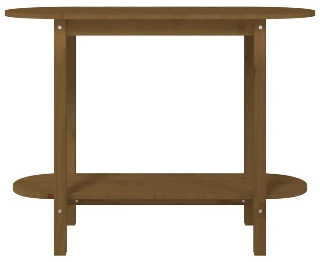 Τραπέζι κονσόλα Καφέ Μελί 110x40x80 εκ. από Μασίφ Ξύλο Πεύκου - Καφέ