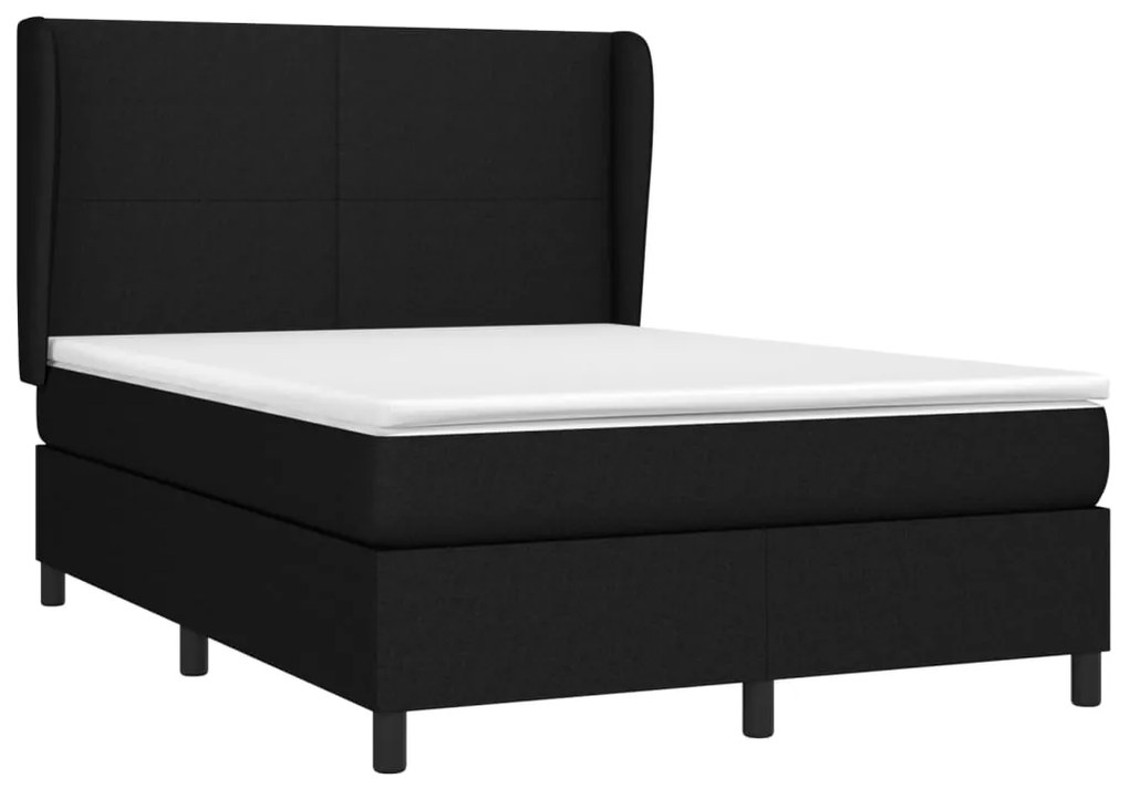 vidaXL Κρεβάτι Boxspring με Στρώμα Μαύρο 140x190 εκ. Υφασμάτινο