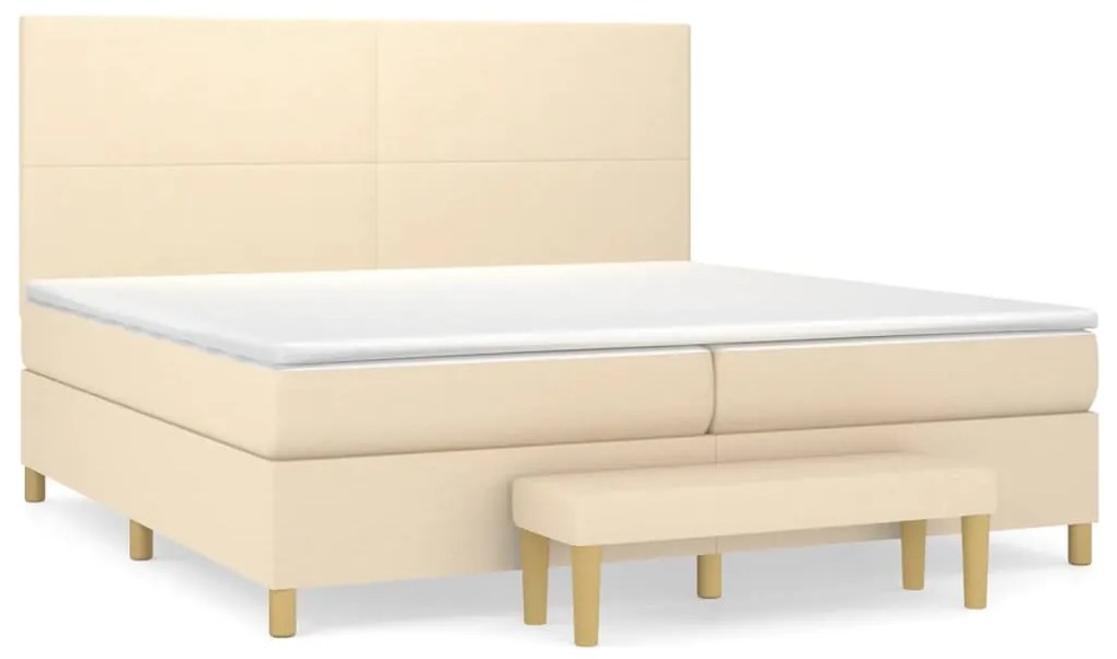 vidaXL Κρεβάτι Boxspring με Στρώμα Κρεμ 200x200 εκ. Υφασμάτινο