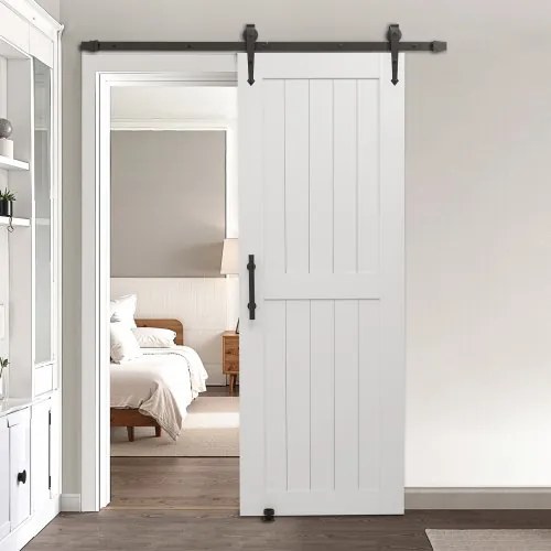 VEVOR Sliding Barn Door with Hardware Kit 762 x 2134mm MDF Panel PVC Surface