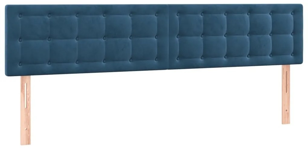 Κρεβάτι Boxspring με Στρώμα &amp; LED Σκ. Μπλε 200x200εκ. Βελούδινο - Μπλε
