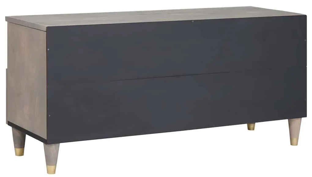 vidaXL Ντουλάπι TV Γκρι και Χρυσό 100 x 33.5 x 46 εκ Μασίφ ξύλο μάνγκο